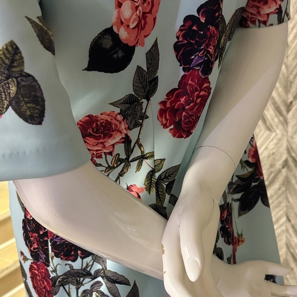 CeCe Mini Dress with Pink Floral on Light Blue, medium - Picture 6 of 10